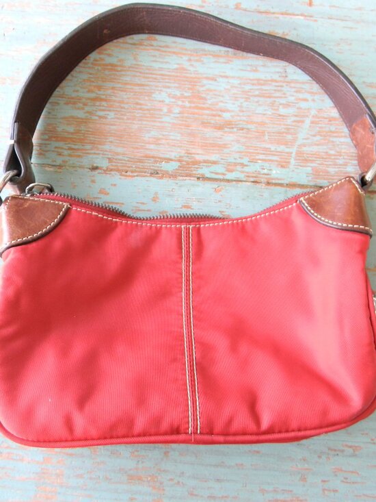 Dooney & Bourke Handbags - Dooney & Bourke Wayfarer RED Nylon Mini Shoulder Bag with Leather Trim Y2K